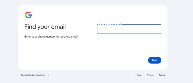 phone number or recovery email